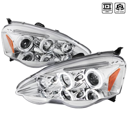 Spec-D Tuning 02-04 Acura Rsx Halo LED Projector Chrome 2LHP-RSX02-TM